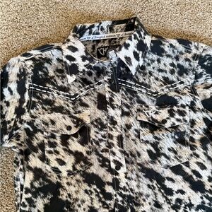 Cow print Black Pearl Snap Western Shirt